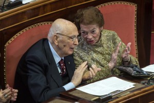 Il presidente Giorgio Napolitano con la moglie, signora Clio